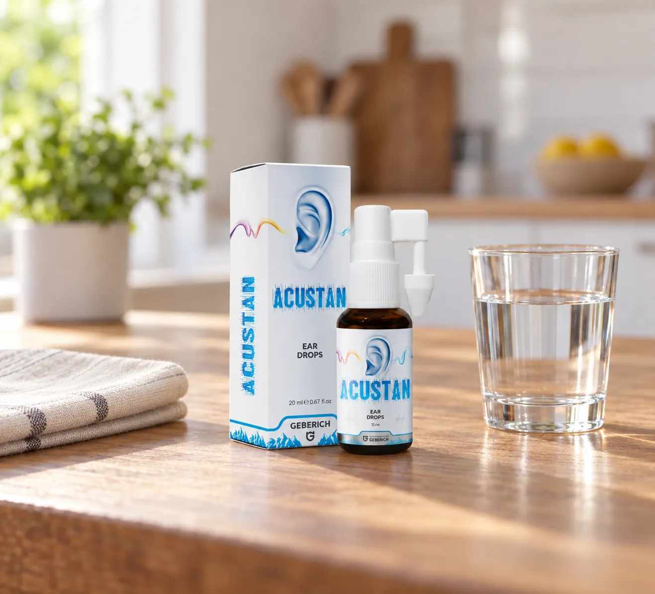 ACUSTAN drops — Verpackung im Alltag