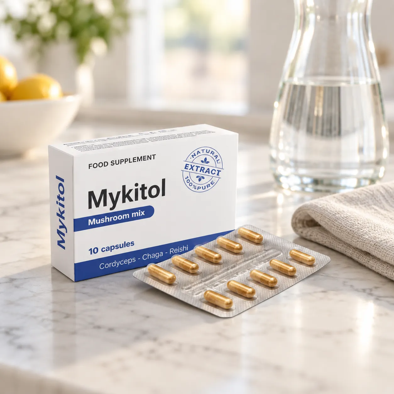 Mykitol BLUE — Verpackung im Alltag